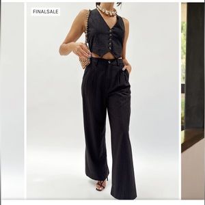 Pin striped cropped vest and pant set